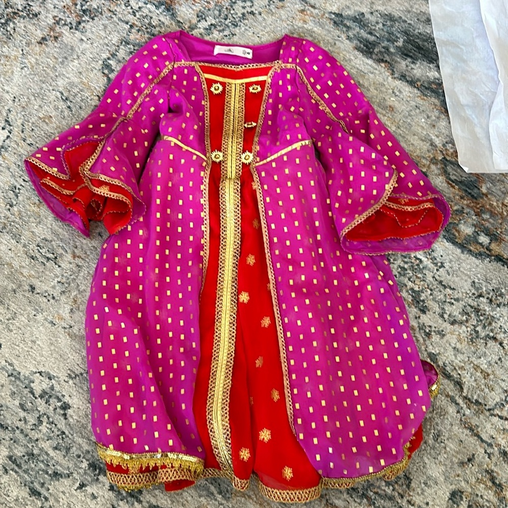 Disney’s Queen Jasmine costume size medium measures 30 inches long pink and red